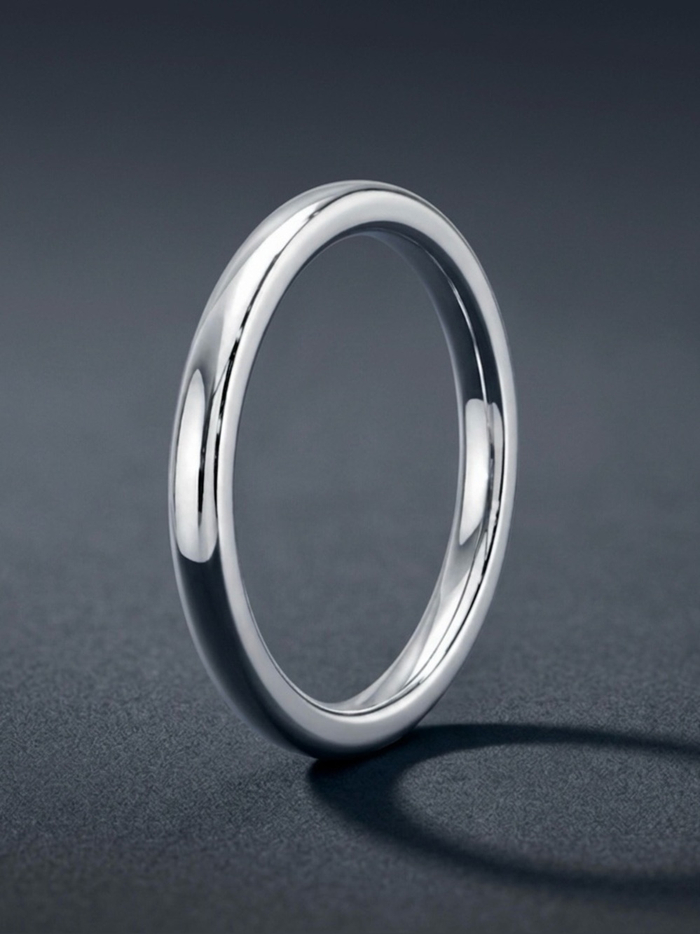 Platinum Plated Band Ring 3 mm | Simple Silver Dome Wedding Ring Minimal Jewelry